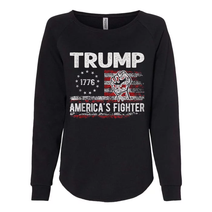 Trump AmericaS Fighter President Donald Trump Usa Flag Womens California Wash Sweatshirt