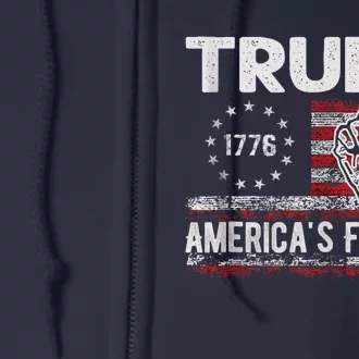 Trump AmericaS Fighter President Donald Trump Usa Flag Full Zip Hoodie