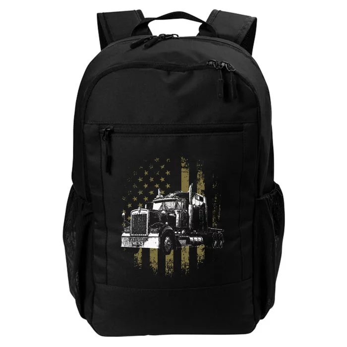 Trucker American Flag Big Rig Semi Trailer Truck Driver Gift Daily Commute Backpack