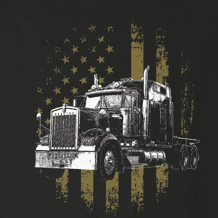 Trucker American Flag Big Rig Semi Trailer Truck Driver Gift Toddler Long Sleeve Shirt