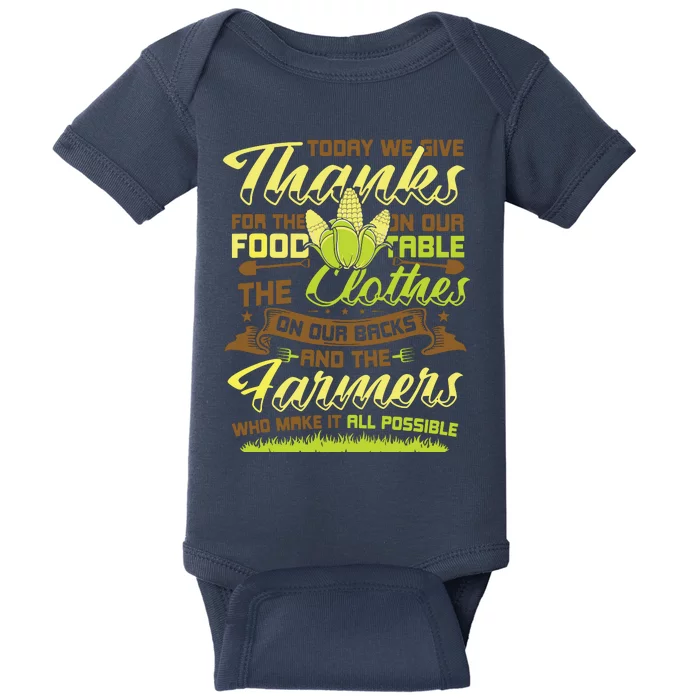 Thank A Farmer Appreciation Day Farmland Ranch Farmers Baby Bodysuit