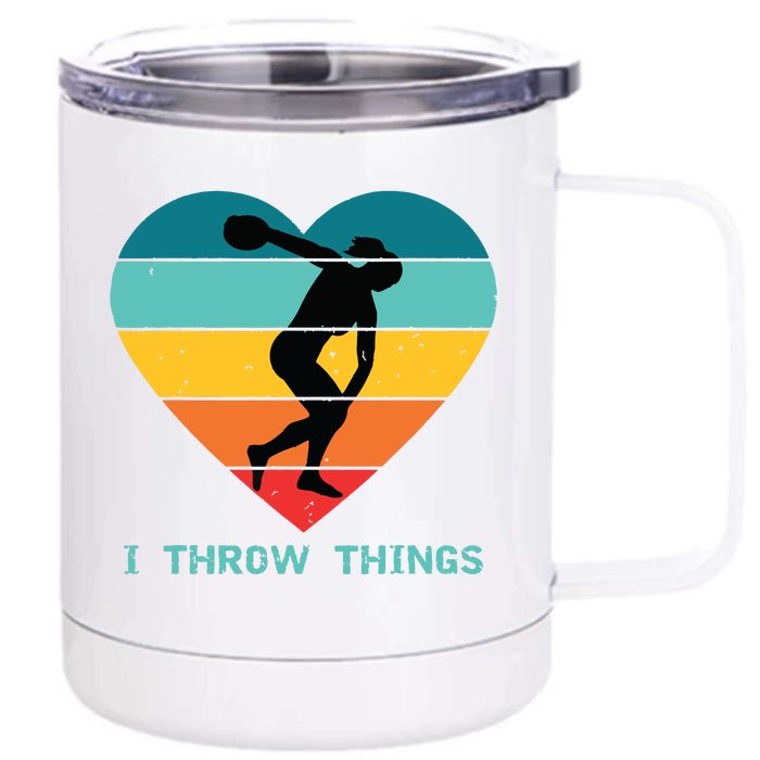 Track And Field Women Discus Thrower Front & Back 12oz Stainless Steel Tumbler Cup