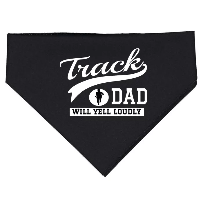 Track And Field Dad Loud Cheer Dad Runner Gift USA-Made Doggie Bandana