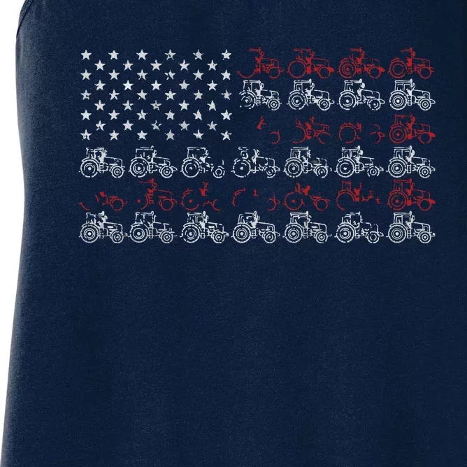 Tractor American Flag Farmer Women's Racerback Tank