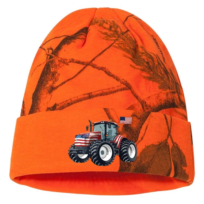 Tractor American Flag Farming 4th Of July Patriotic Farmer Kati - 12in Camo Beanie