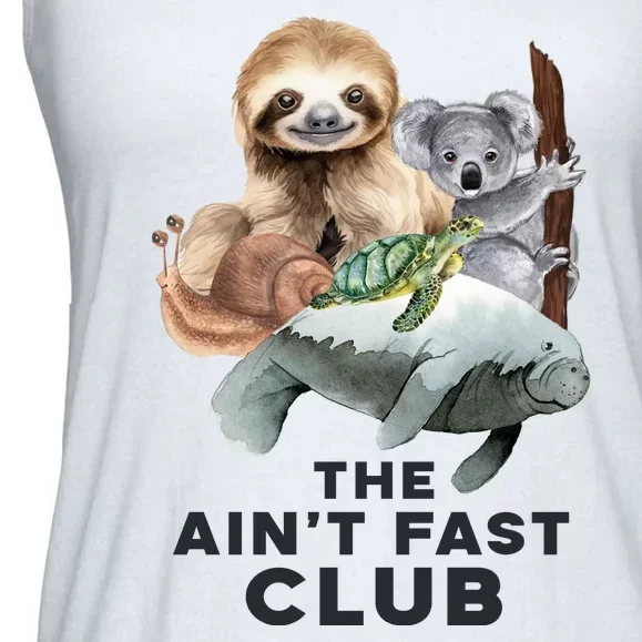 The Aint Fast Club Funny Cute Slow Animal Ladies Essential Flowy Tank