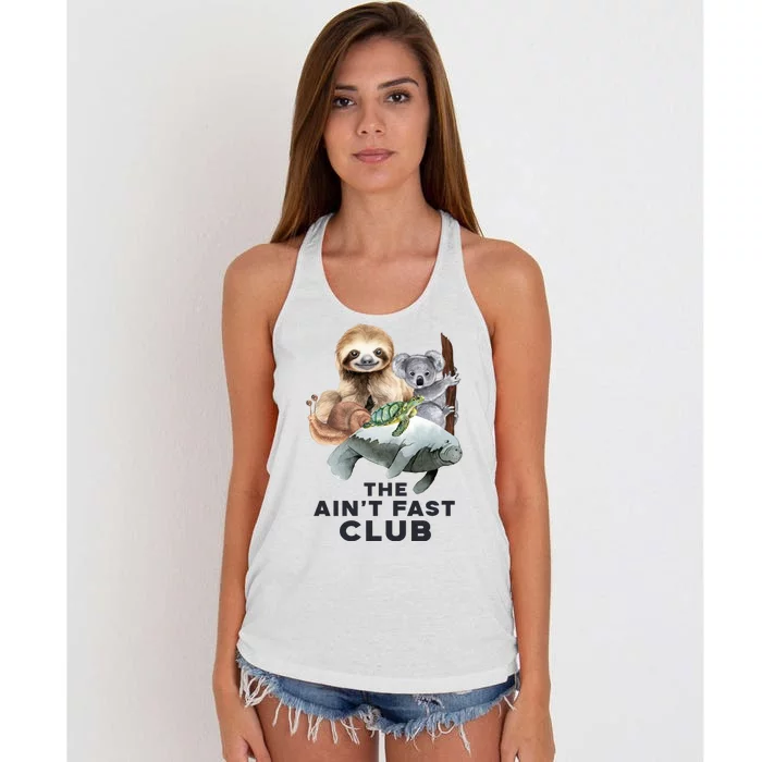 The Aint Fast Club Funny Cute Slow Animal Women's Knotted Racerback Tank