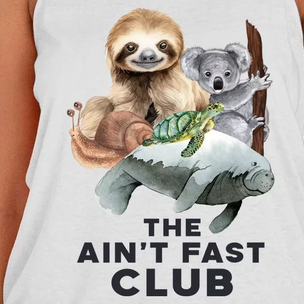 The Aint Fast Club Funny Cute Slow Animal Women's Knotted Racerback Tank