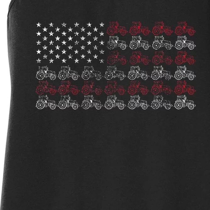 Tractor American Flag Farmer Women's Racerback Tank