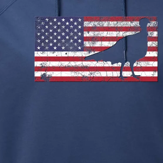 Turkey American Flag Usa Dad 4th Of July Thanksgiving Gift Performance Fleece Hoodie