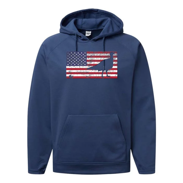 Turkey American Flag Usa Dad 4th Of July Thanksgiving Gift Performance Fleece Hoodie