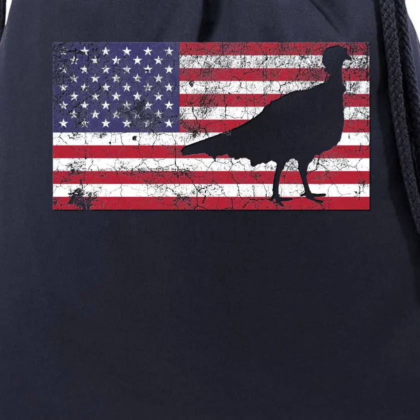 Turkey American Flag Usa Dad 4th Of July Thanksgiving Gift Drawstring Bag