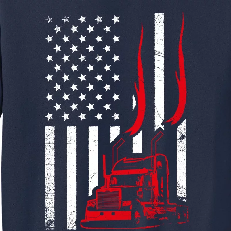 Trucker American Flag Image Truck Driver Dad Illustration Sweatshirt