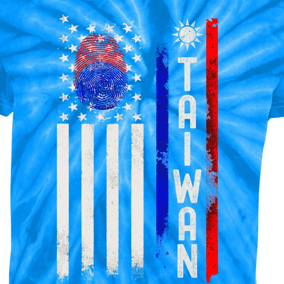 Taiwanese American Flag Its In My Dna Thumb Print Funny Gift Kids Tie-Dye T-Shirt