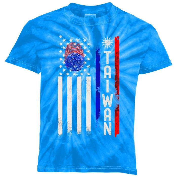 Taiwanese American Flag Its In My Dna Thumb Print Funny Gift Kids Tie-Dye T-Shirt