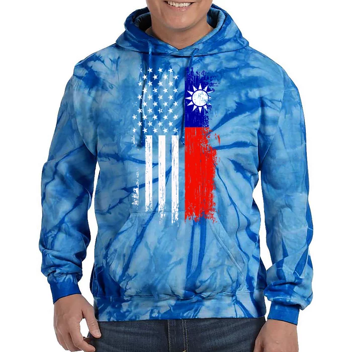 Taiwanese American Flag Pride Taiwan Usa Gift Tie Dye Hoodie