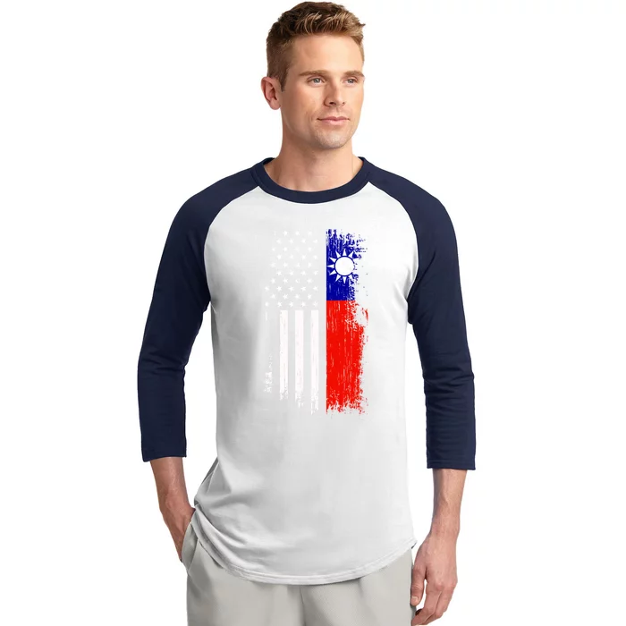 Taiwanese American Flag Pride Taiwan Usa Gift Baseball Sleeve Shirt