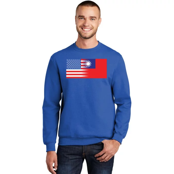 Taiwanese American Flag Us Taiwan Pride Gift Tall Sweatshirt