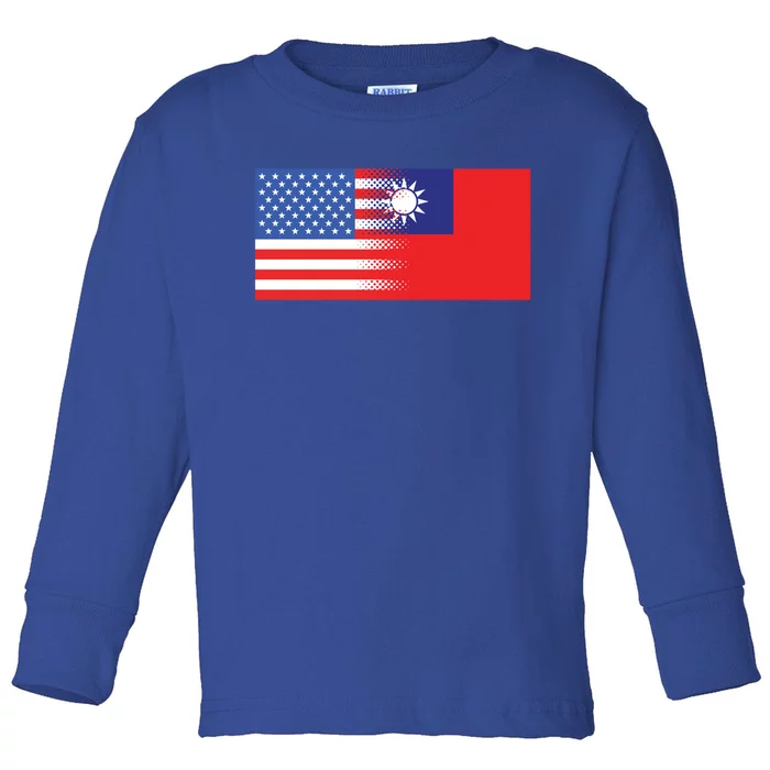 Taiwanese American Flag Us Taiwan Pride Gift Toddler Long Sleeve Shirt