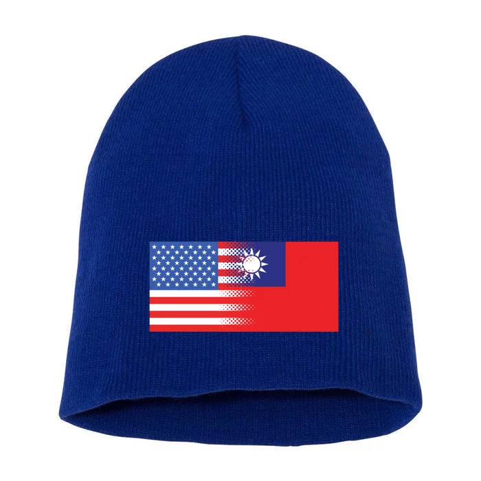 Taiwanese American Flag Us Taiwan Pride Gift Short Acrylic Beanie