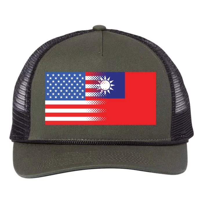 Taiwanese American Flag Us Taiwan Pride Gift Retro Rope Trucker Hat Cap