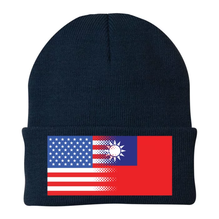 Taiwanese American Flag Us Taiwan Pride Gift Knit Cap Winter Beanie