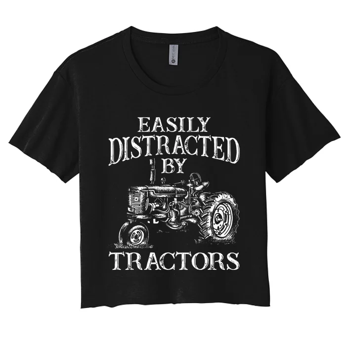 Tractor Art Farming Agriculture Farmer Truck Women's Crop Top Tee