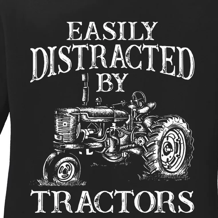 Tractor Art Farming Agriculture Farmer Truck Ladies Long Sleeve Shirt