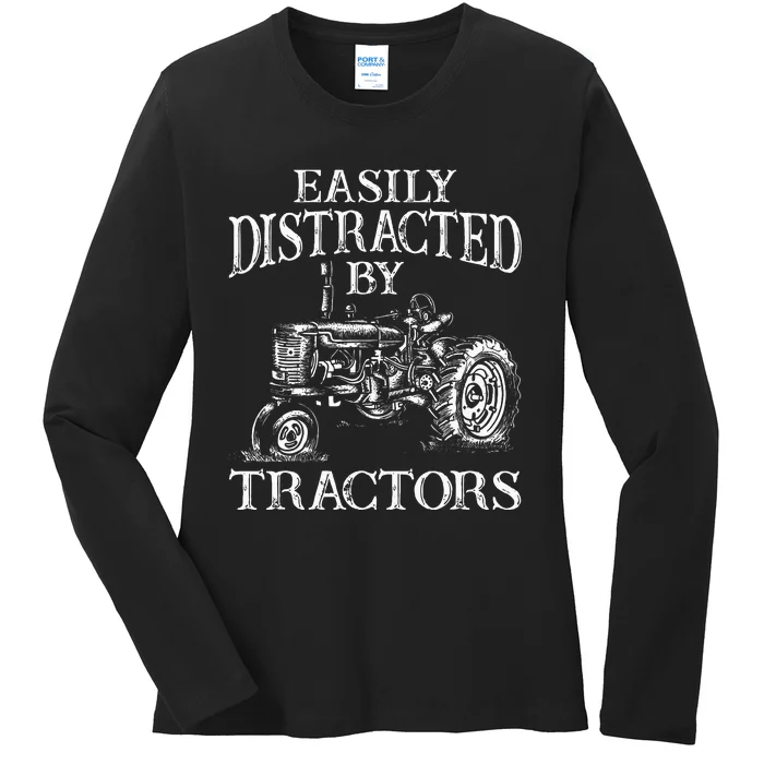 Tractor Art Farming Agriculture Farmer Truck Ladies Long Sleeve Shirt