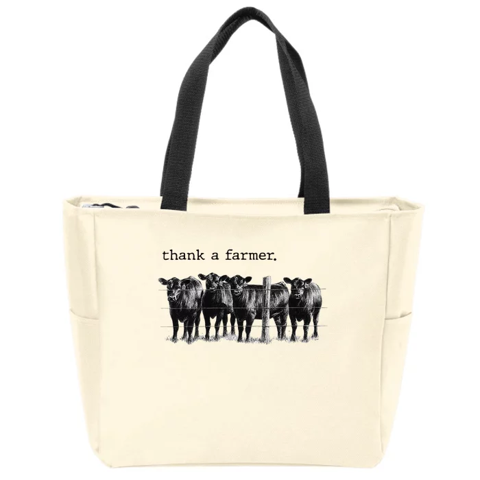 Thank a Farmer Cow Lover Heifer Lover Agriculture Outfit Zip Tote Bag