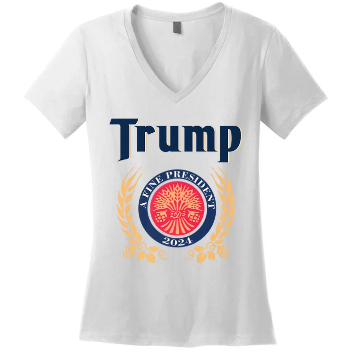 Trump A Fine President 2024 Women's V-Neck T-Shirt