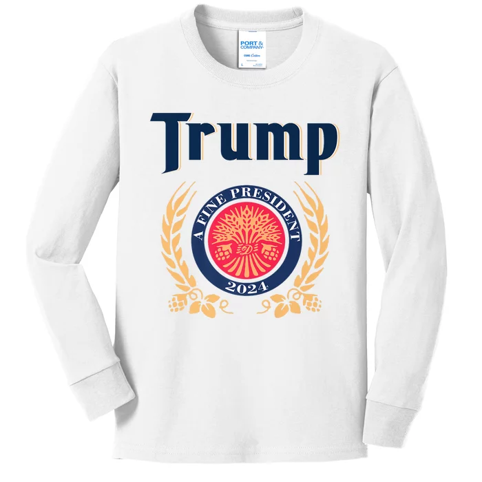 Trump A Fine President 2024 Kids Long Sleeve Shirt