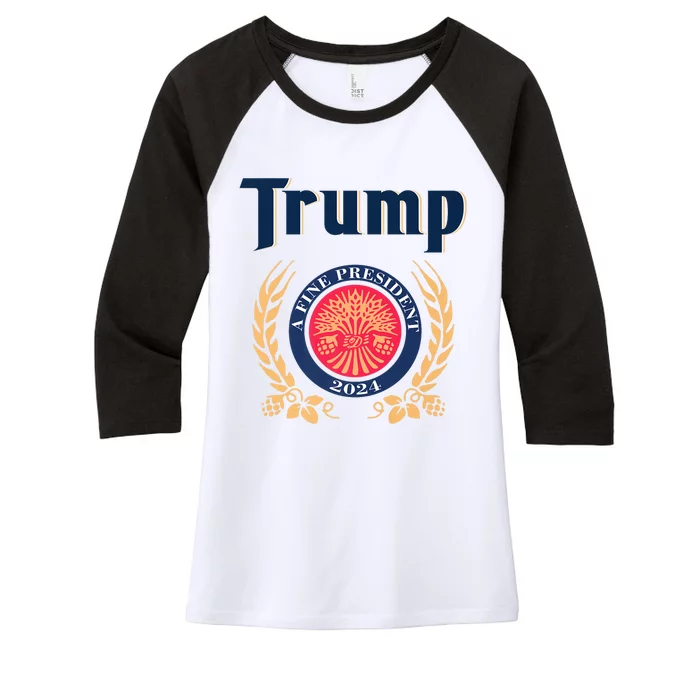 Trump A Fine President 2024 Women's Tri-Blend 3/4-Sleeve Raglan Shirt