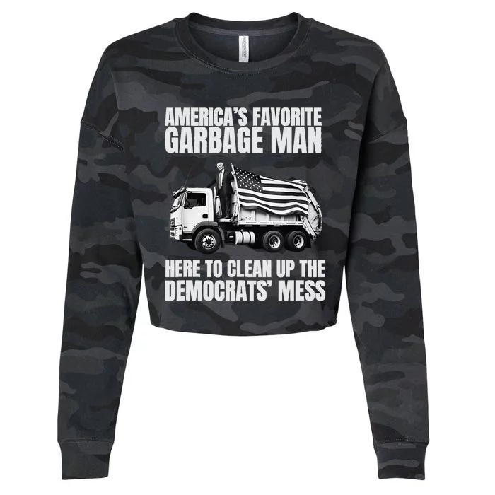 Trump AmericaS Favorite Garbage Man Trash Truck Photo Maga Cropped Pullover Crew