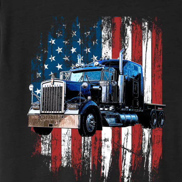 Trucker American Flag Truck Driver Hoodie Truck Driver Gift ChromaSoft Performance T-Shirt