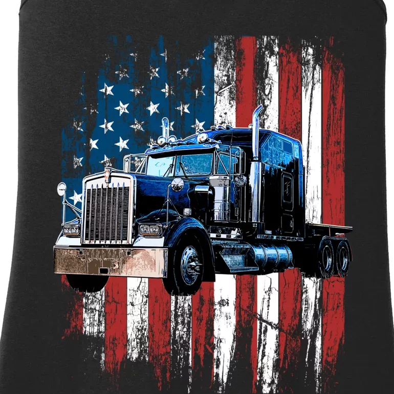 Trucker American Flag Truck Driver Hoodie Truck Driver Gift Ladies Essential Tank