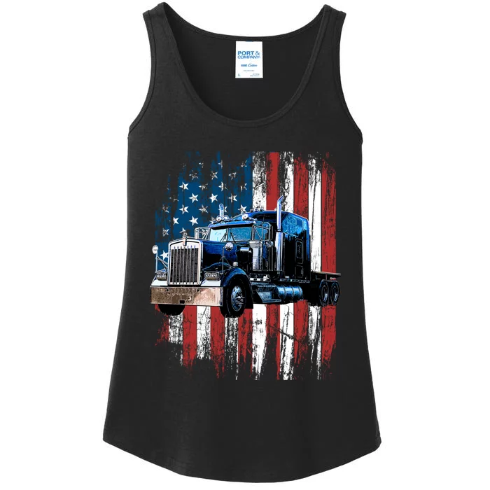 Trucker American Flag Truck Driver Hoodie Truck Driver Gift Ladies Essential Tank