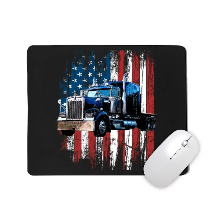 Trucker American Flag Truck Driver Hoodie Truck Driver Gift Mousepad