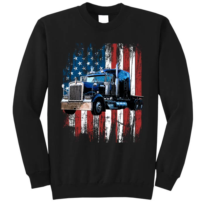 Trucker American Flag Truck Driver Hoodie Truck Driver Gift Tall Sweatshirt