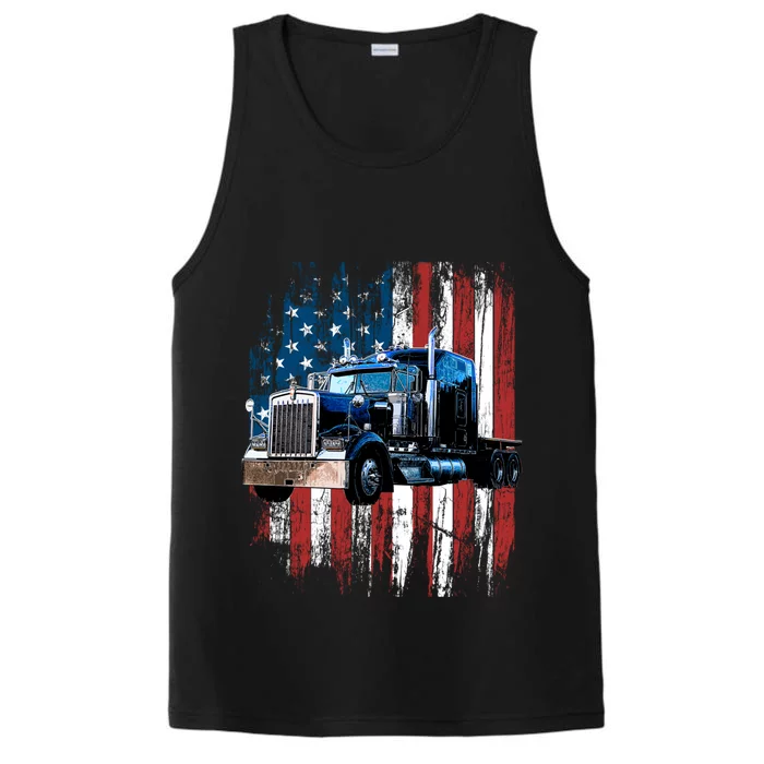 Trucker American Flag Truck Driver Hoodie Truck Driver Gift Performance Tank