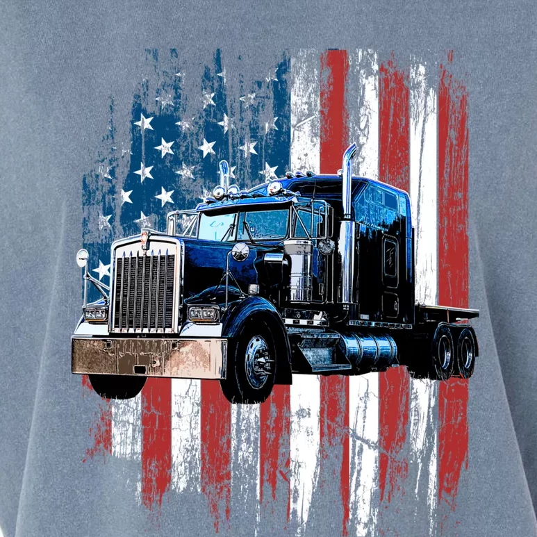 Trucker American Flag Truck Driver Hoodie Truck Driver Gift Garment-Dyed Women's Muscle Tee