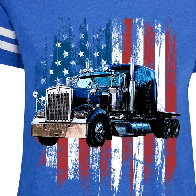 Trucker American Flag Truck Driver Hoodie Truck Driver Gift Enza Ladies Jersey Football T-Shirt