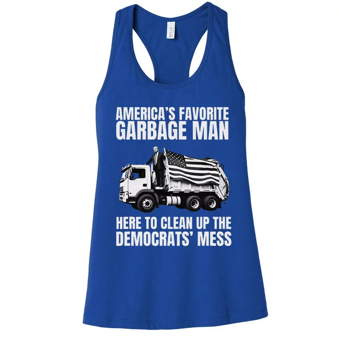 Trump AmericaS Favorite Garbage Man Trash Truck Photo Maga Women's Racerback Tank