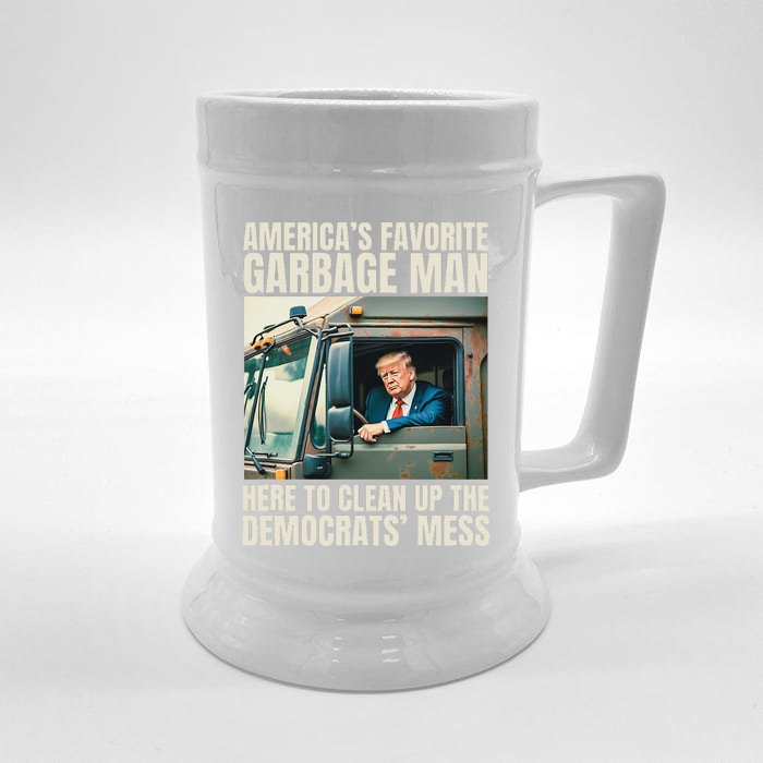 Trump AmericaS Favorite Garbage Man Trump In Trash Truck Front & Back Beer Stein