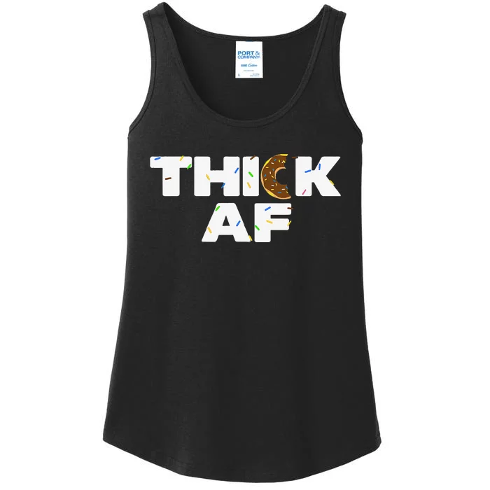 Thick AF Funny Donut Fitness Weightlifting Ladies Essential Tank