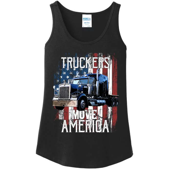 Trucker American Flag Truck Driver Gift Ladies Essential Tank