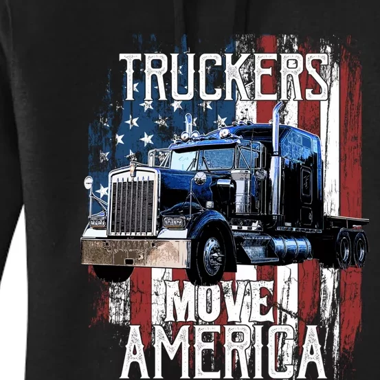 Trucker American Flag Truck Driver Gift Women's Pullover Hoodie