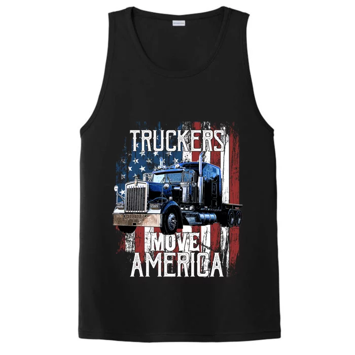 Trucker American Flag Truck Driver Gift Performance Tank