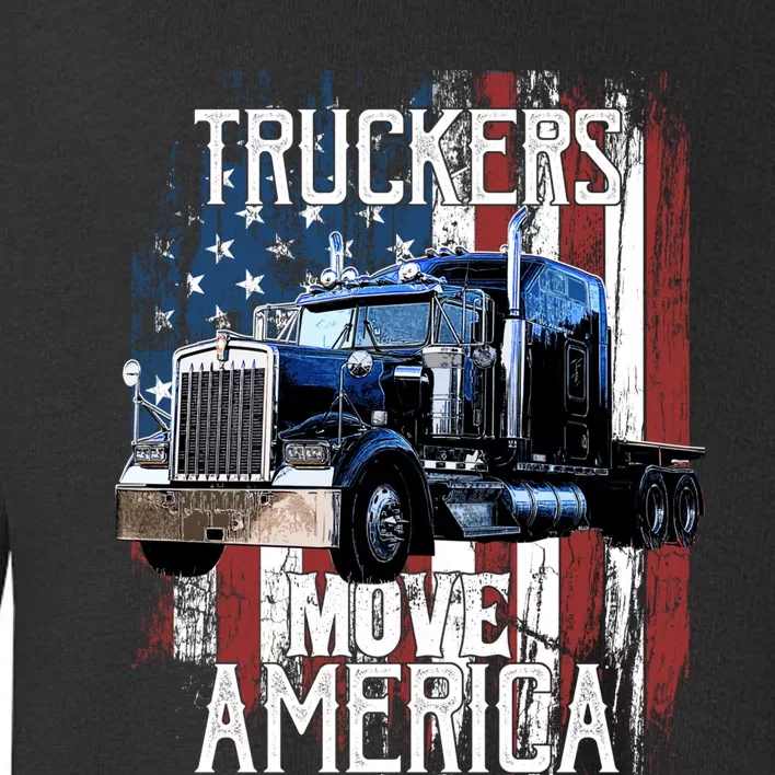 Trucker American Flag Truck Driver Gift Toddler Sweatshirt