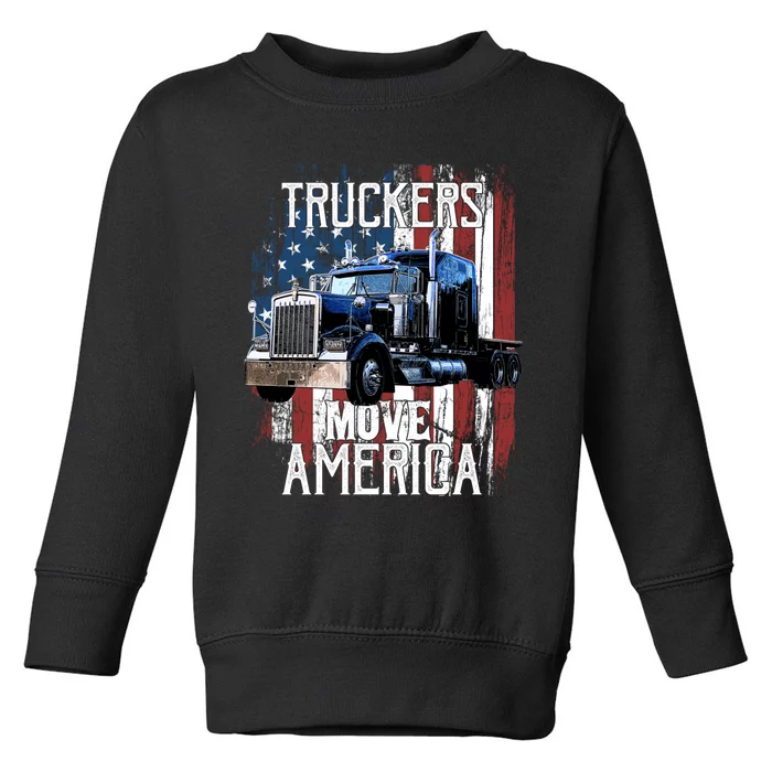 Trucker American Flag Truck Driver Gift Toddler Sweatshirt